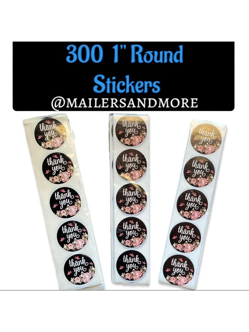 300 Pack of 1" Round Rose Butterfly Thank You Stickers "Thank you" PRICE IS FIRM - Picture 1 of 3